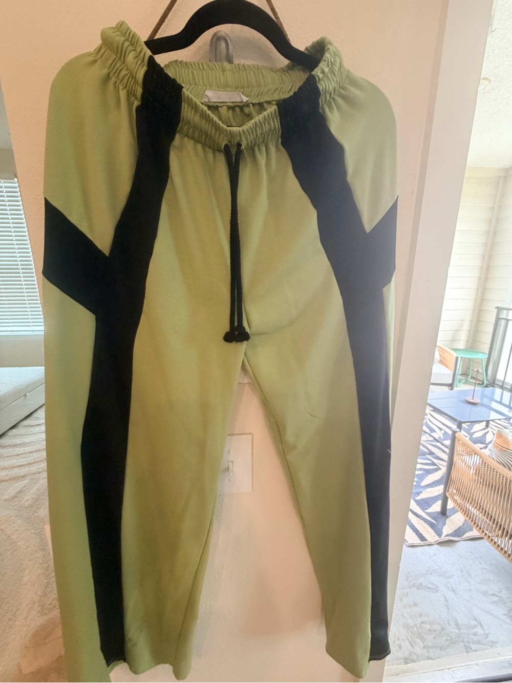 WinWin Olive Green and Black Elastic Waist Skirt longer style pants
